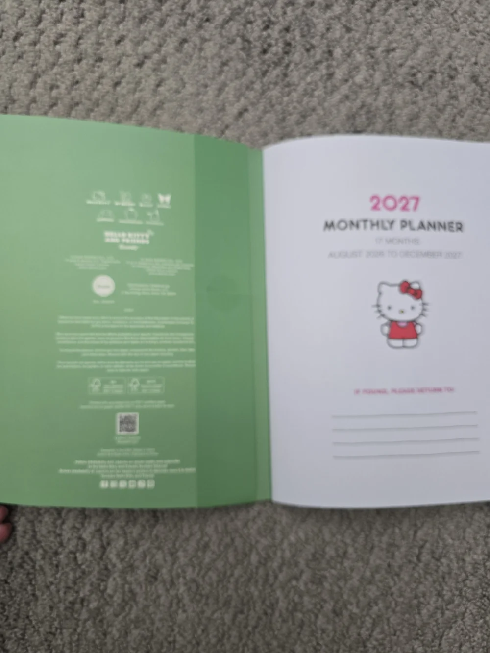 Hello Kitty Pink & Blue 2027 Planner with Elastic Closure